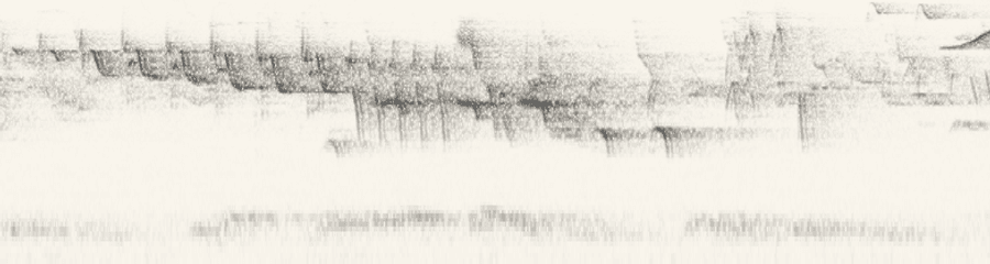 Spectrogramme du chant d'un merle noir : des traits et arabesques concentrés dans les aigus (2 à 6 kHz), signature sifflée typique de l'espèce.